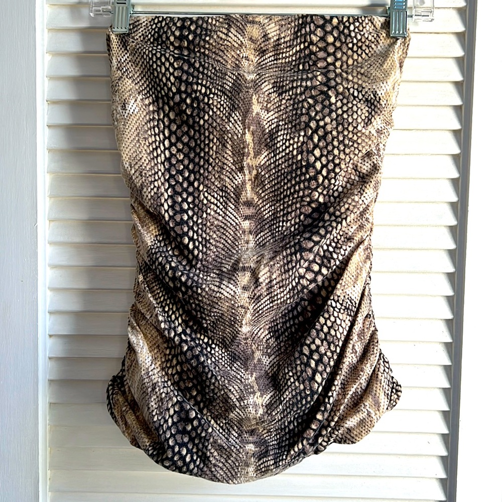 Express Snakeskin Print Strapless Top